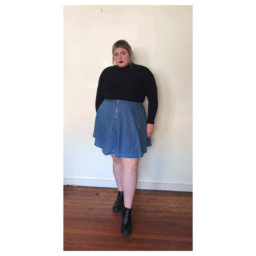 Plus size jean skater skirt